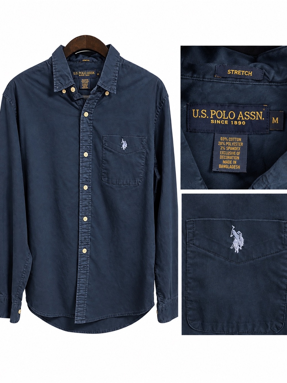 U.S. Polo Assn. Navy Long-Sleeve Button-Down Shirt with Chest Pocket